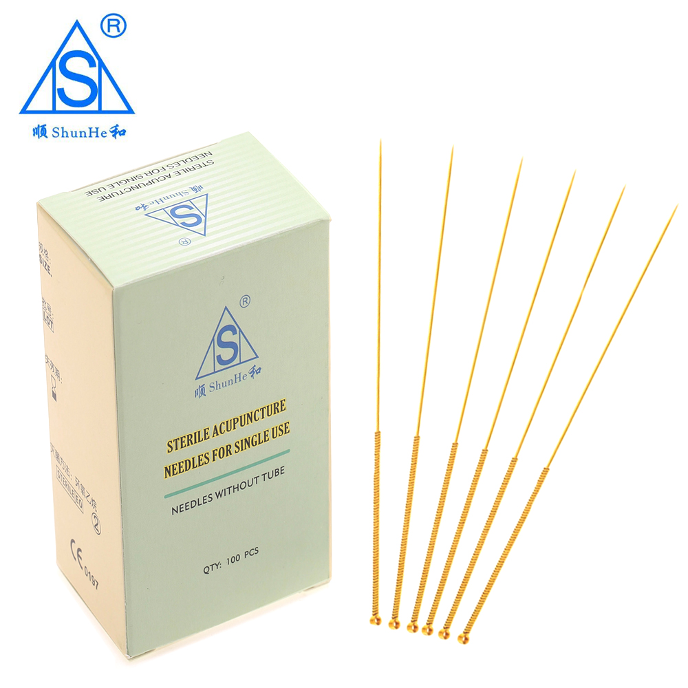 Gold Plated Acupuncture Needle with Tube 5pcs in A Tube 500pcs/box